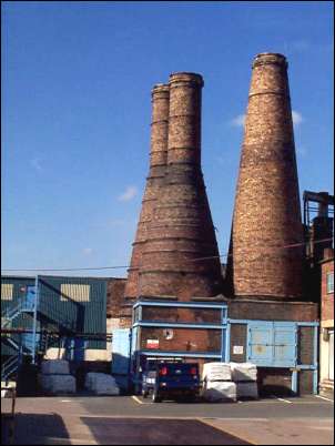 Calcining kilns at one of Bakers Works in Fenton