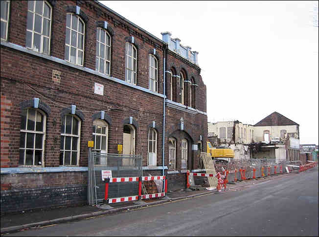 Demolition of part of the frontage of the Tuscan Works in 2002 