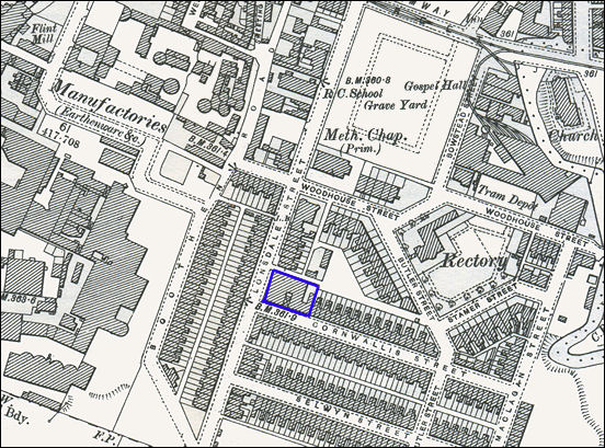 1898 OS map showing the location of the factory