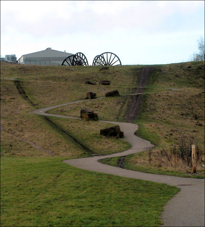 pathway to the four pithead wheels 