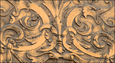 close up of the 'green man' face