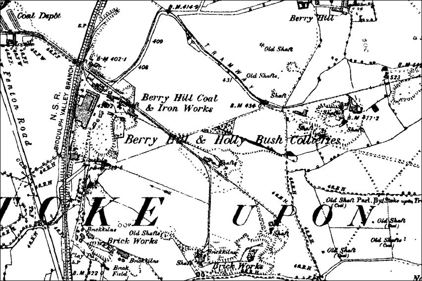 Berry Hill Coal & Iron Works, Collieries and Brick Works - 1890 map 