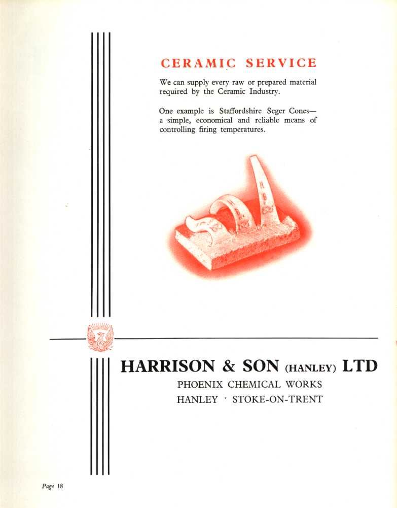 Harrison & Son (Hanley) Ltd. (Seger Cones, raw materials etc.)