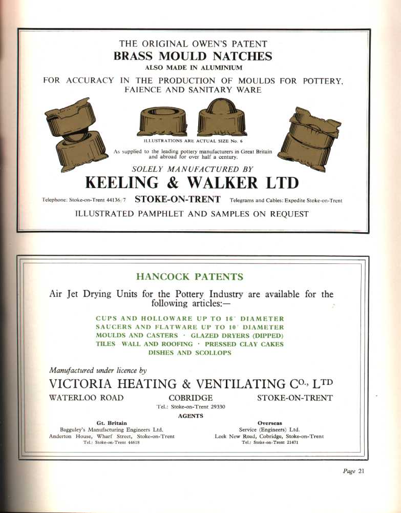Keeling & Walker Ltd (Stoke-on-Trent), Victoria Heating & Ventilating Co. Ltd (Cobridge) 