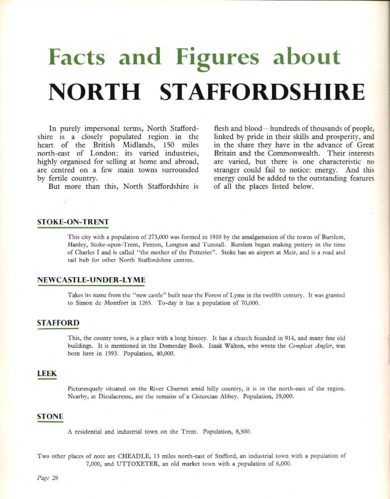 Facts and figures about North Staffordshire