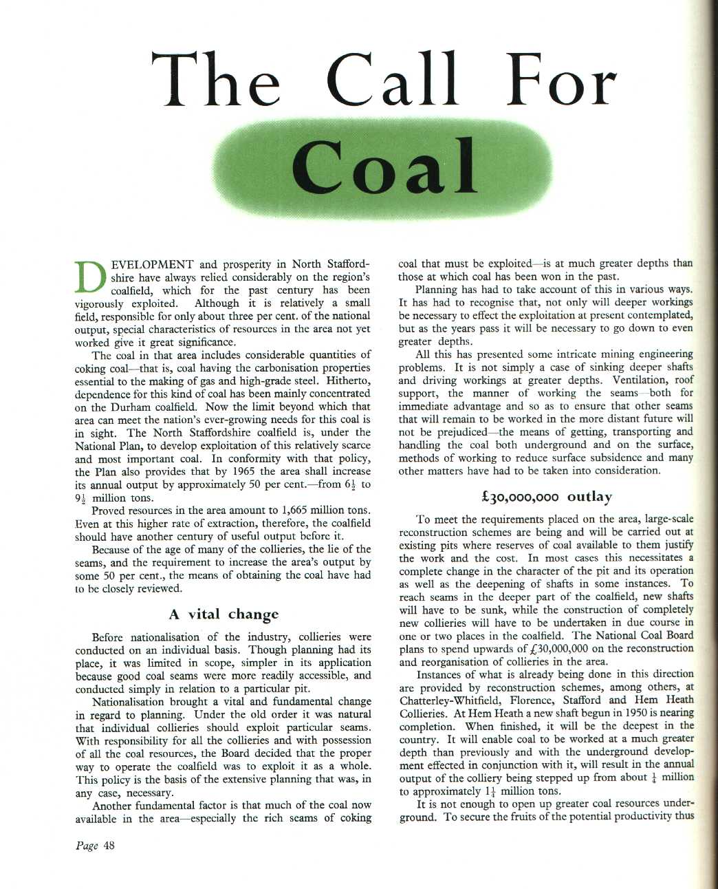The call for coal