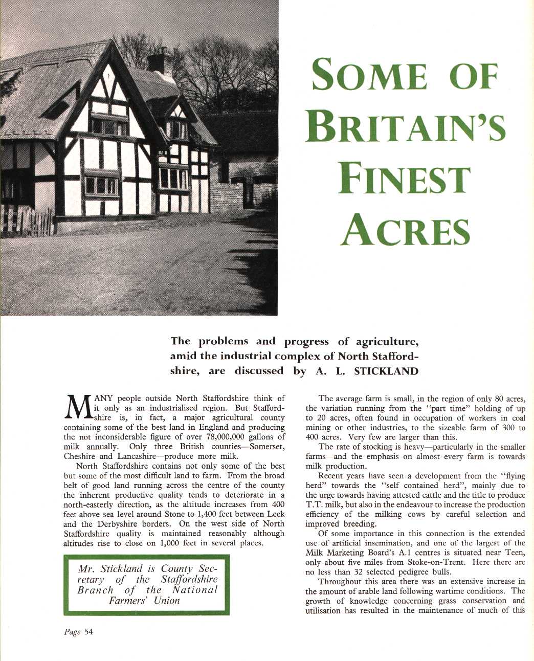 Some of Britain's finest acres" The problems and progress of agriculture, amid the industrial complex of North Staffordshire