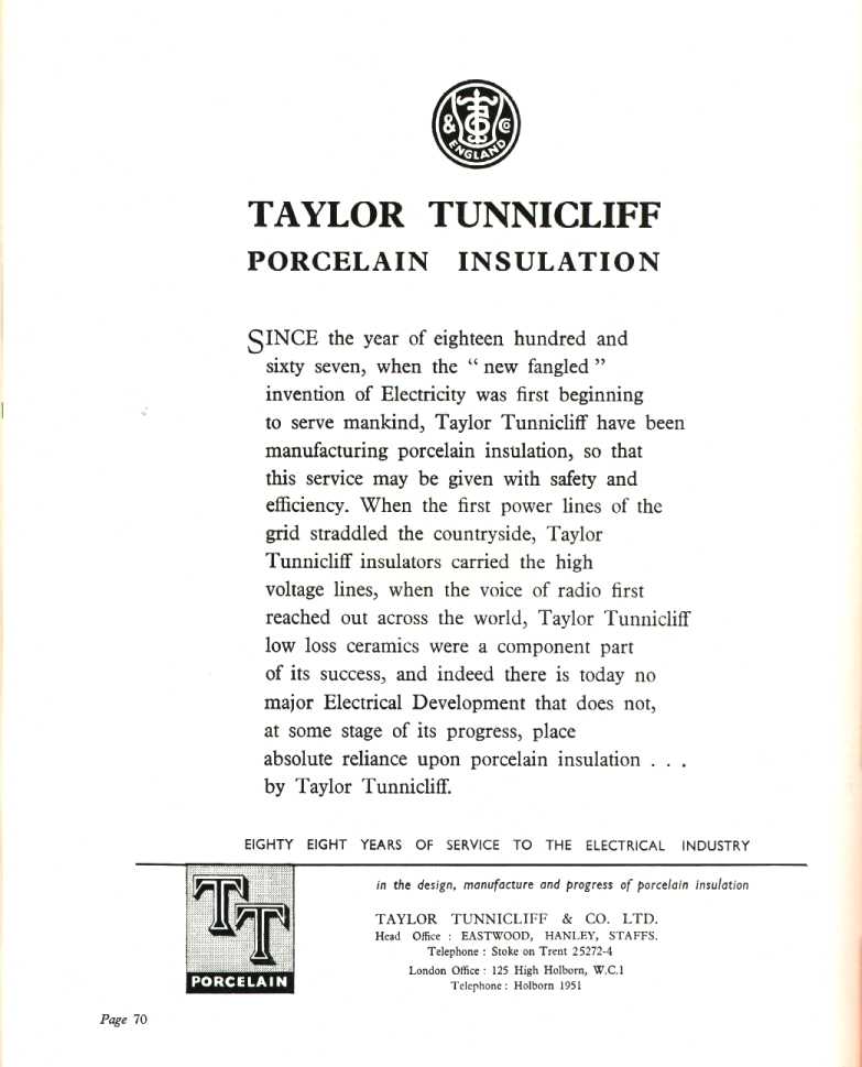 Taylor Tunnicliff & Co Ltd (Eastwood, Hanley) (porcelain insulation)
