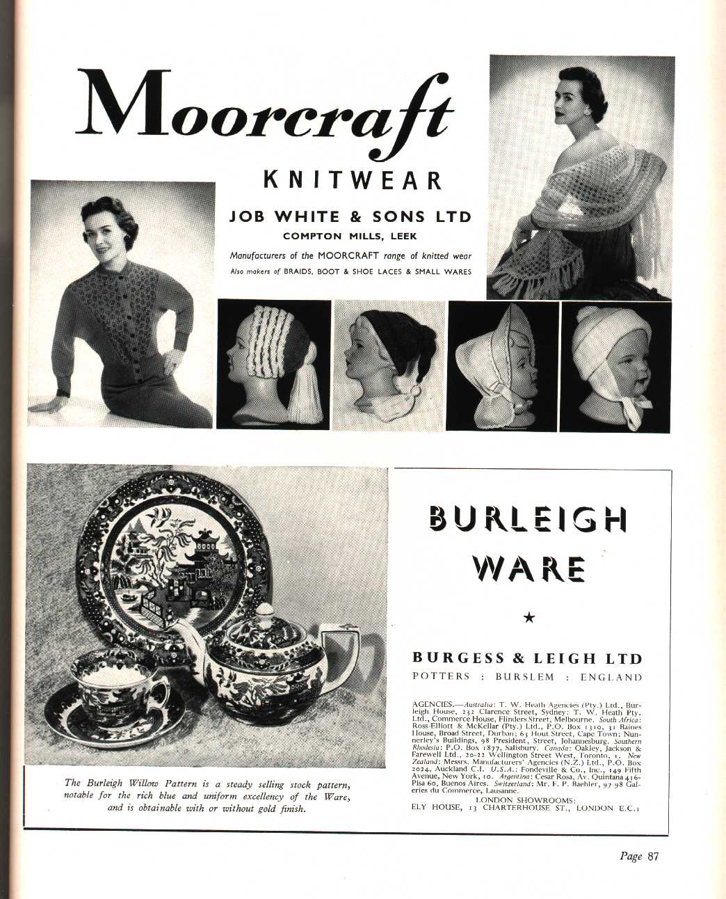 Job White & Sons Ltd (Leek) knitwear manufacturer, Burgess & Leigh Ltd (Burslem) (potter)