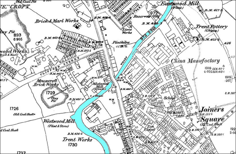 A large number of brickworks, mills and pottery factories surrounded the canal area