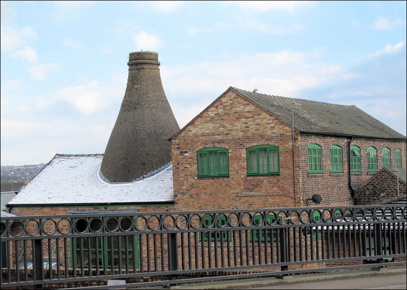 on the opposite side of the canal to Bridgewaters is the bottle kiln of the former Bullers Works