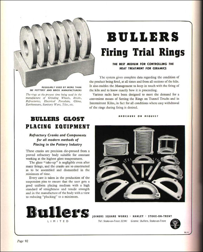 Advert for Bullers at their Joiners Square Works 