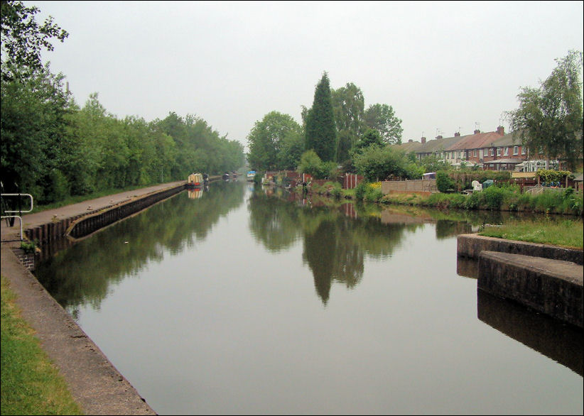 looking back along the Trent and Mersey Canal towards where Shelton Iron & Steel Works was