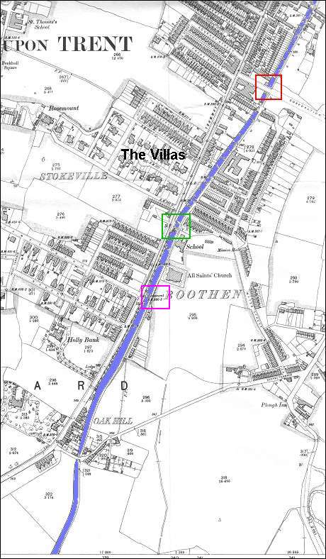 1898 OS Map showing the Newcastle canal as it runs through Boothen