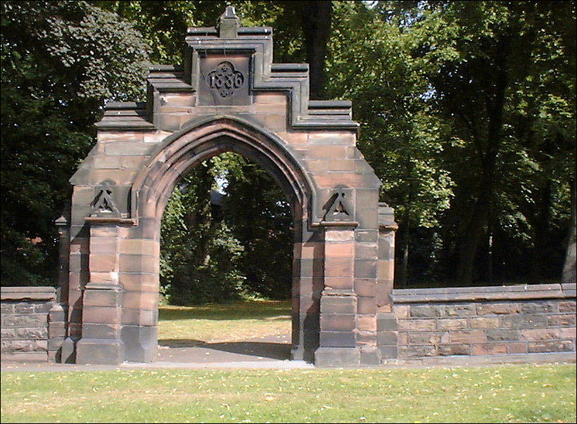 Gate to St. Georges - date stone is 1886