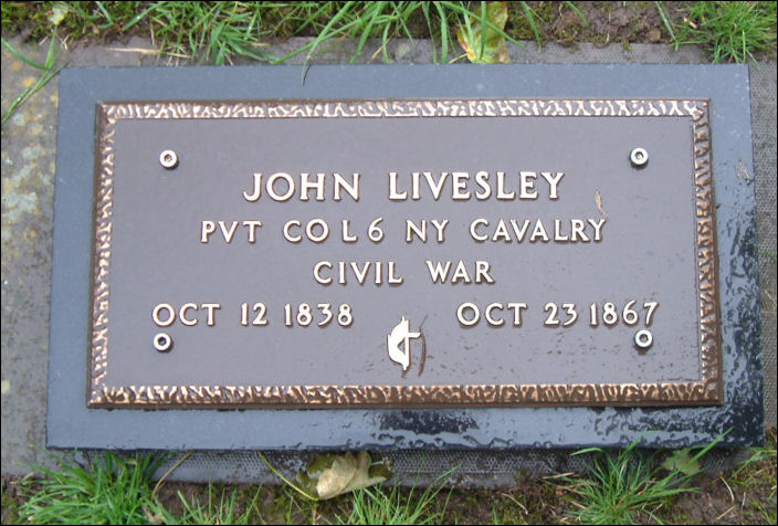 bronze plaque to the memory of John Livesley who died in the American Civil War