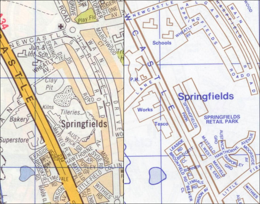 Springfields - on the left about 1980 and on the right about 2000