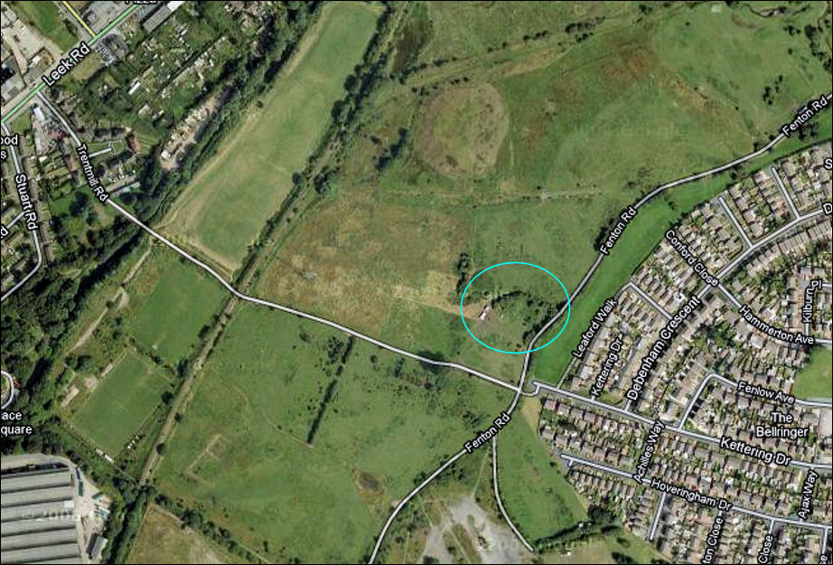 2011 map showing the location of Botteslow Farm on the edge of Eaton Park Housing Estate