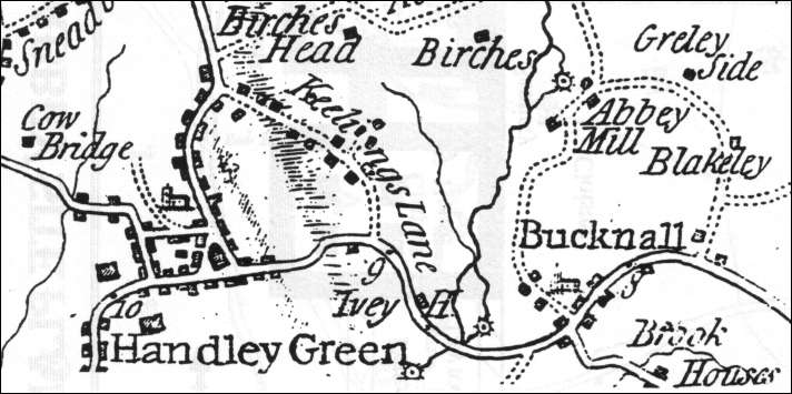 Keelings Lane shown on William Yates 1775 Map of Staffordshire 