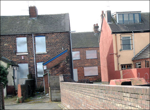 empty, faceless houses in Middleport awaiting demolition 