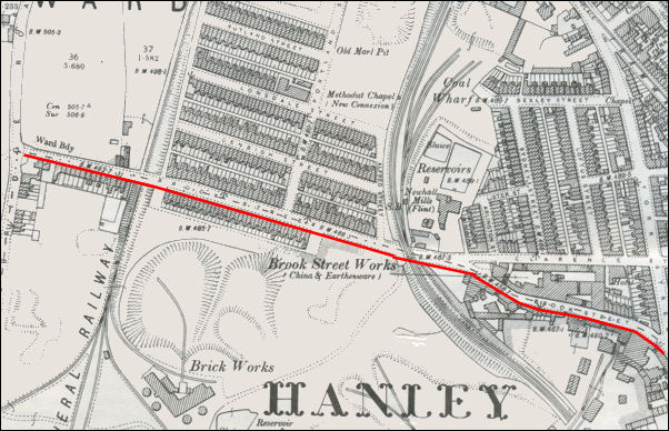 Brook Street, Hanley on the 1898 OS map