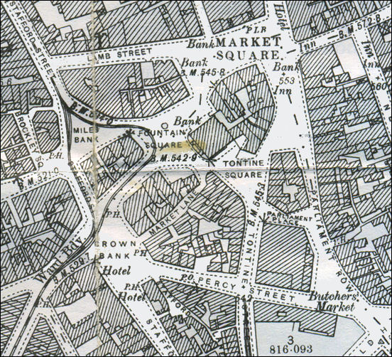 Hanley town centre from an 1898 OS map