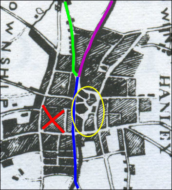 Hanley town centre from an 1842 map