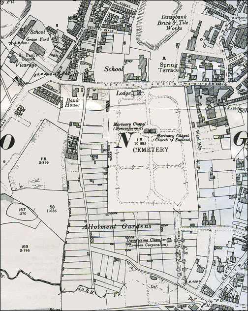 Longton Cemetery - 1898 OS map