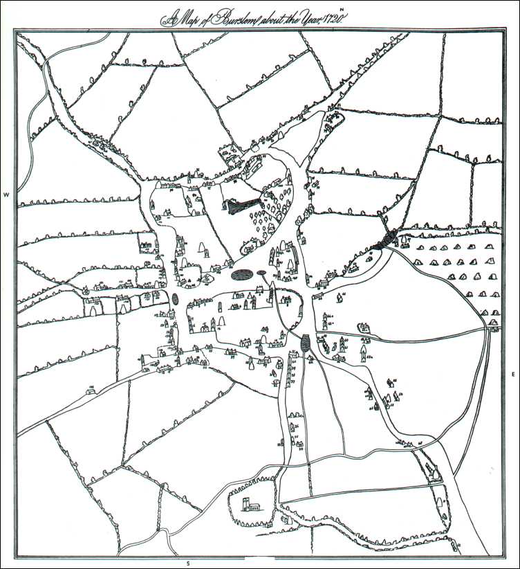 Map of Burslem c 1720