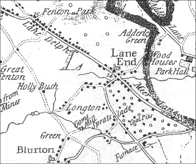 William Yates map - Lane End in 1775