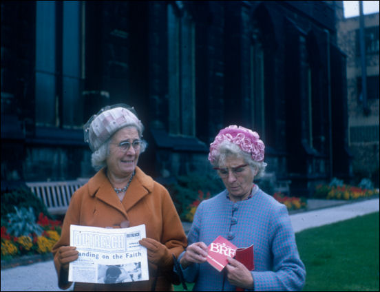 Beatrice and Hilda Banks outside the church