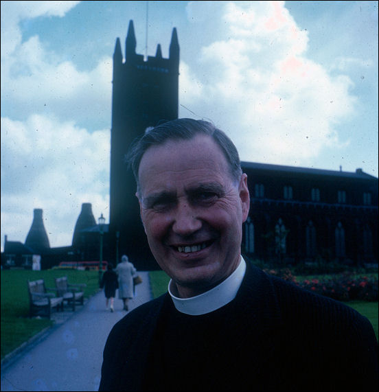 Rev. W. Basil Buckland outside St. James Church, Longton