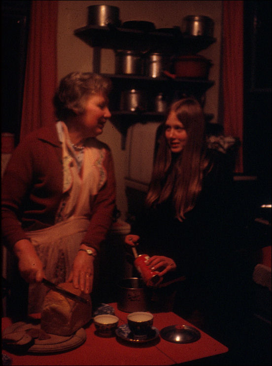 Norah and Mary Buckland in the Rectory kitchen - 1966
