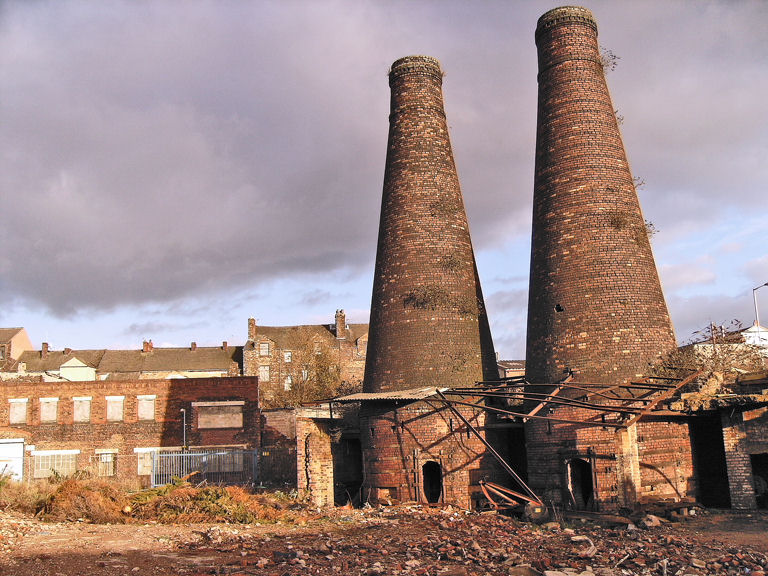 Two of the three kilns at Acme Marls, Burslem - 2007