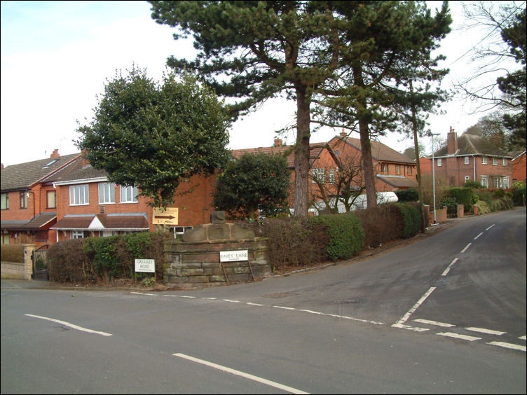 view of the marker at the corner Greasley Road and Eaves Lane, Abbey Hulton