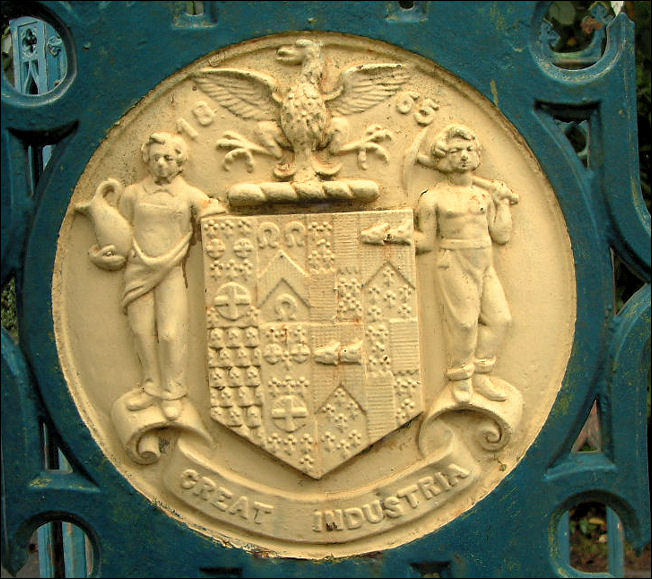The arms of Longton Town on the cemetery gates