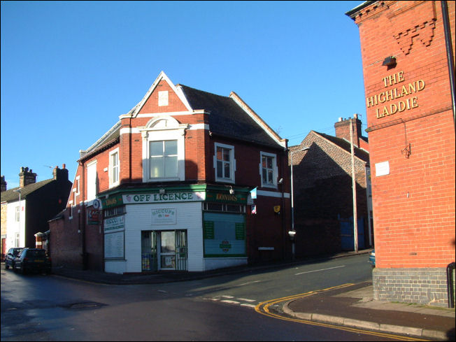 the old co-op and the Highland Laddie on the corner of Waterloo Street and Wellington Road