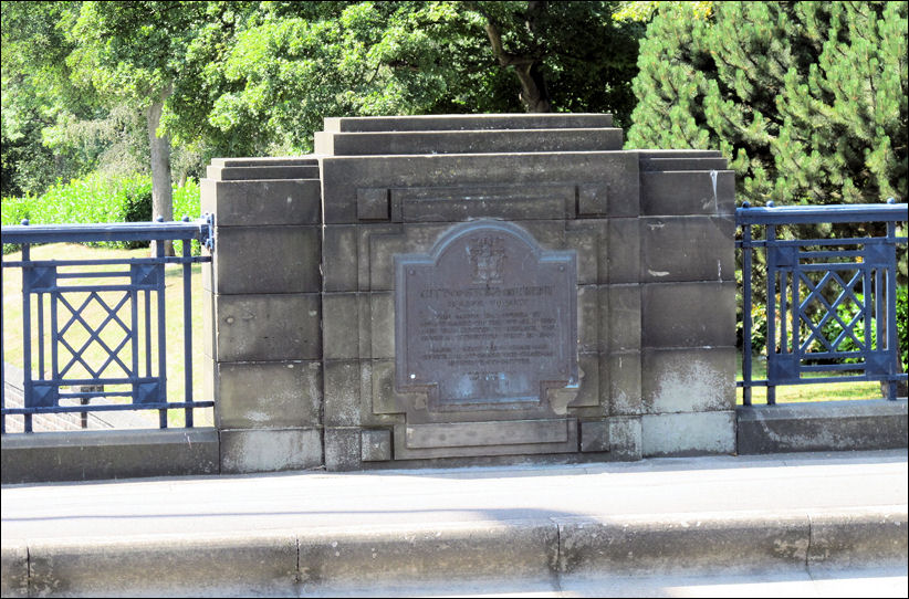 plaque set in the art deco style balustrade on the Holden Viaduct - opened in 1930