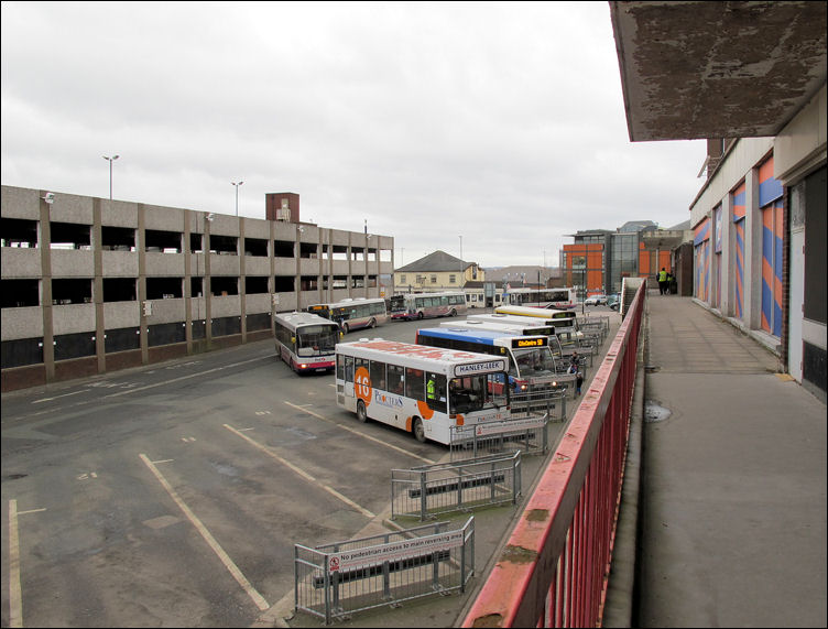 from the upper level - the view of the old car park, to the far right is the Victoria Hall 