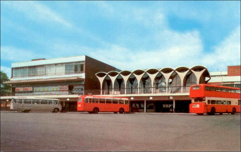 Postcard of Hanley Bus Station not long after opening in the early 1970's