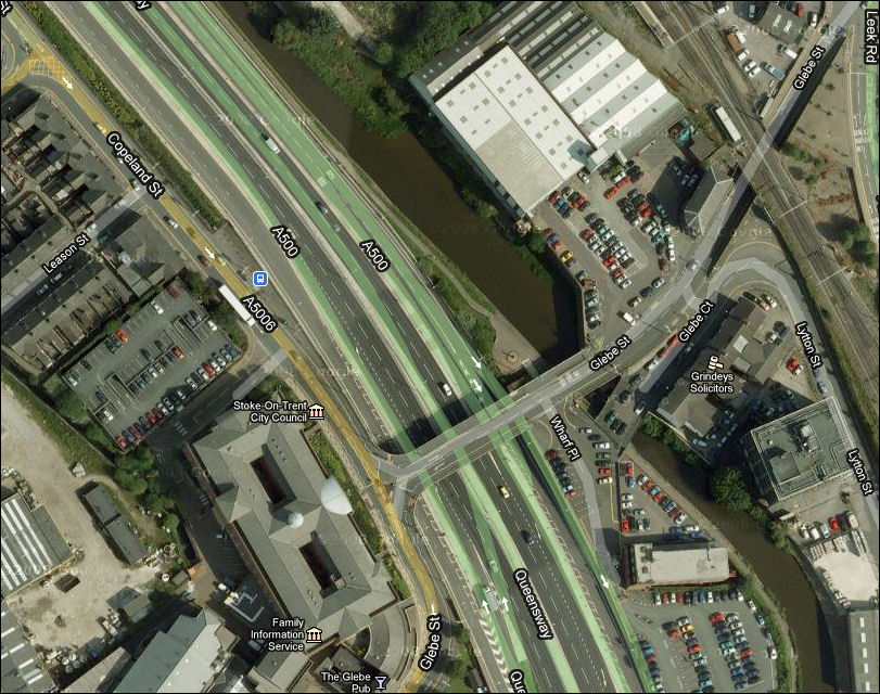 Glebe Street Bridge, Stoke - Google maps, 2010 