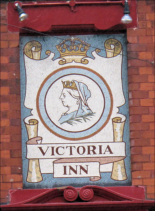 Victoria Inn sign in a tiled mosaic 