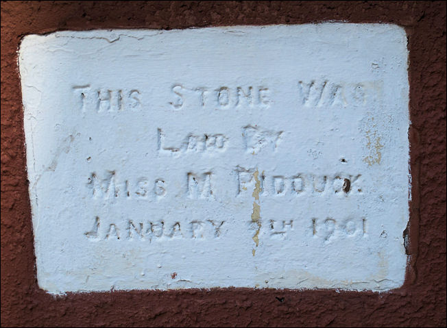 This Stone Was Laid By Miss M Pidduck January 9th 1901 