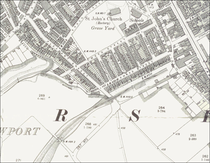 1898 map of the sidings of the Grange Branch wharf 