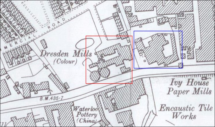 The Ordnance Survey map of 1898 shows the Ivy House Paper Mills to the north of the Caldon Canal