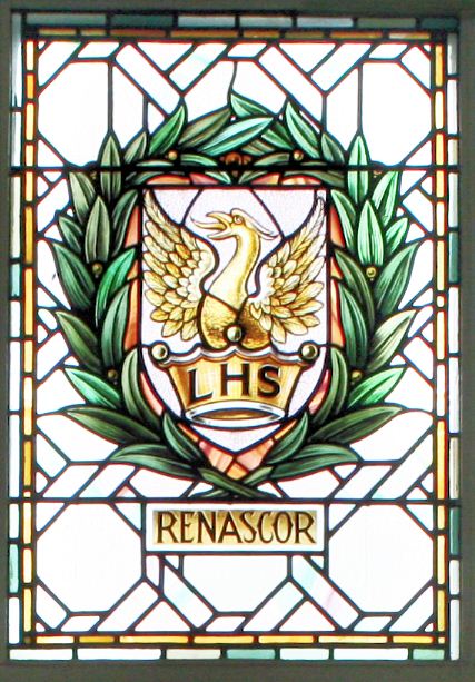 Longton High School badge of Phoenix with the motto RENASCOR  which translates to 'I am reborn'
