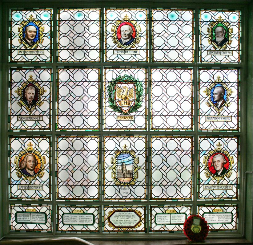 stained glass window at Longton High School