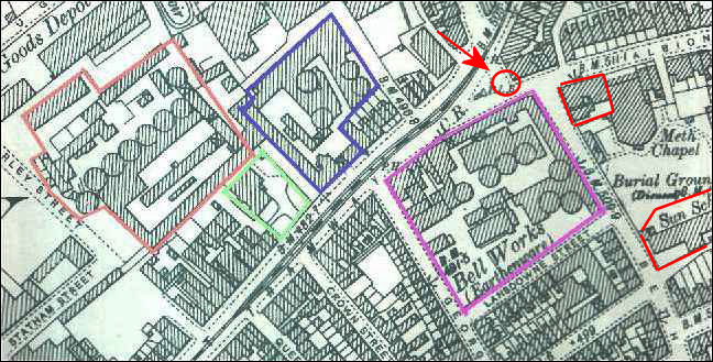 Map showing the Bell Works  c.1890 