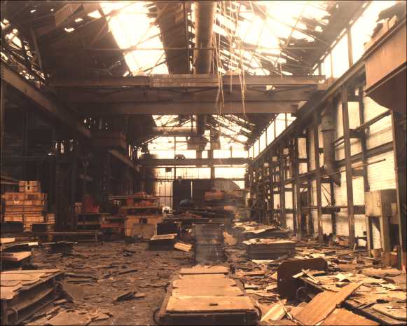 Inside the moulding shop where the gas bottle exploded