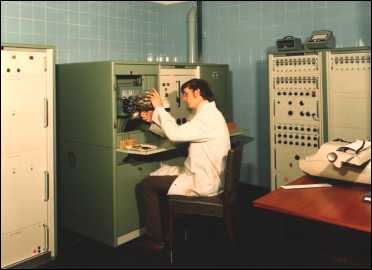 Steve Birks operating the spectrograph (1973)